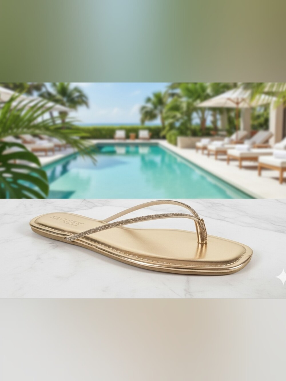 Karly By KAYLEEN-Rose Gold Metallic Flat Thong Sandal
